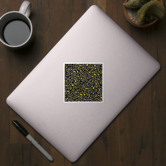 Leopard Pattern in Lemon on Steel Gray by ButterflyInTheAttic